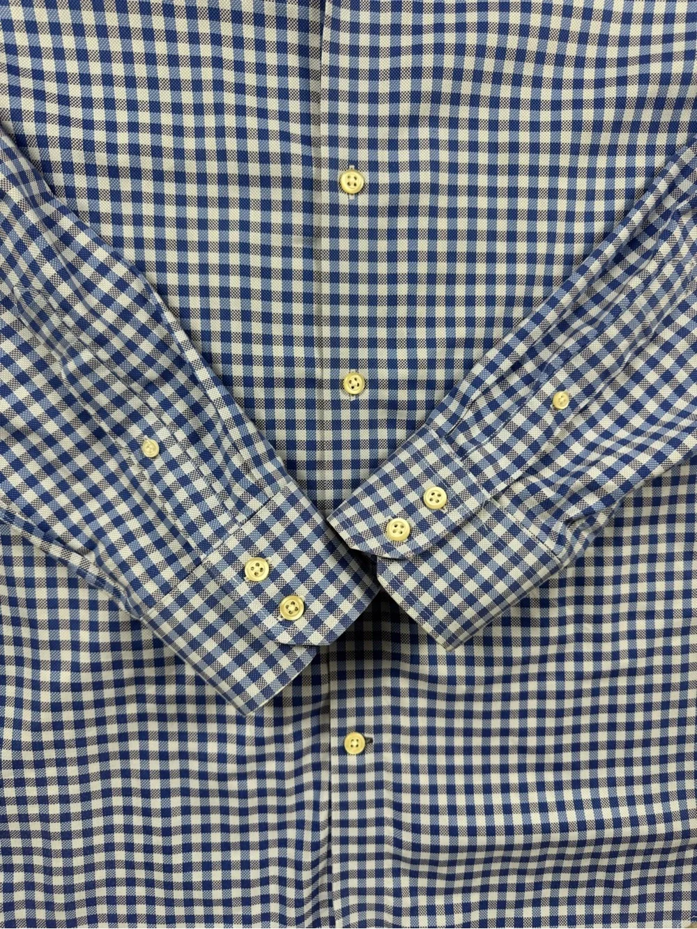 Banana Republic Dress Shirt Mens Large Blue Gingham Non Iron Slim Long Sleeve